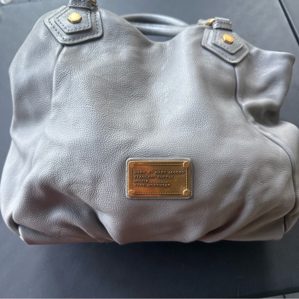 Vintage Marc By Marc Jacobs Q Fran Large Grey Pebbled Leather Shoulder Tote Bag - Picture 10 of 10